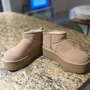 UGG Women's Beige Platform Winter Boots